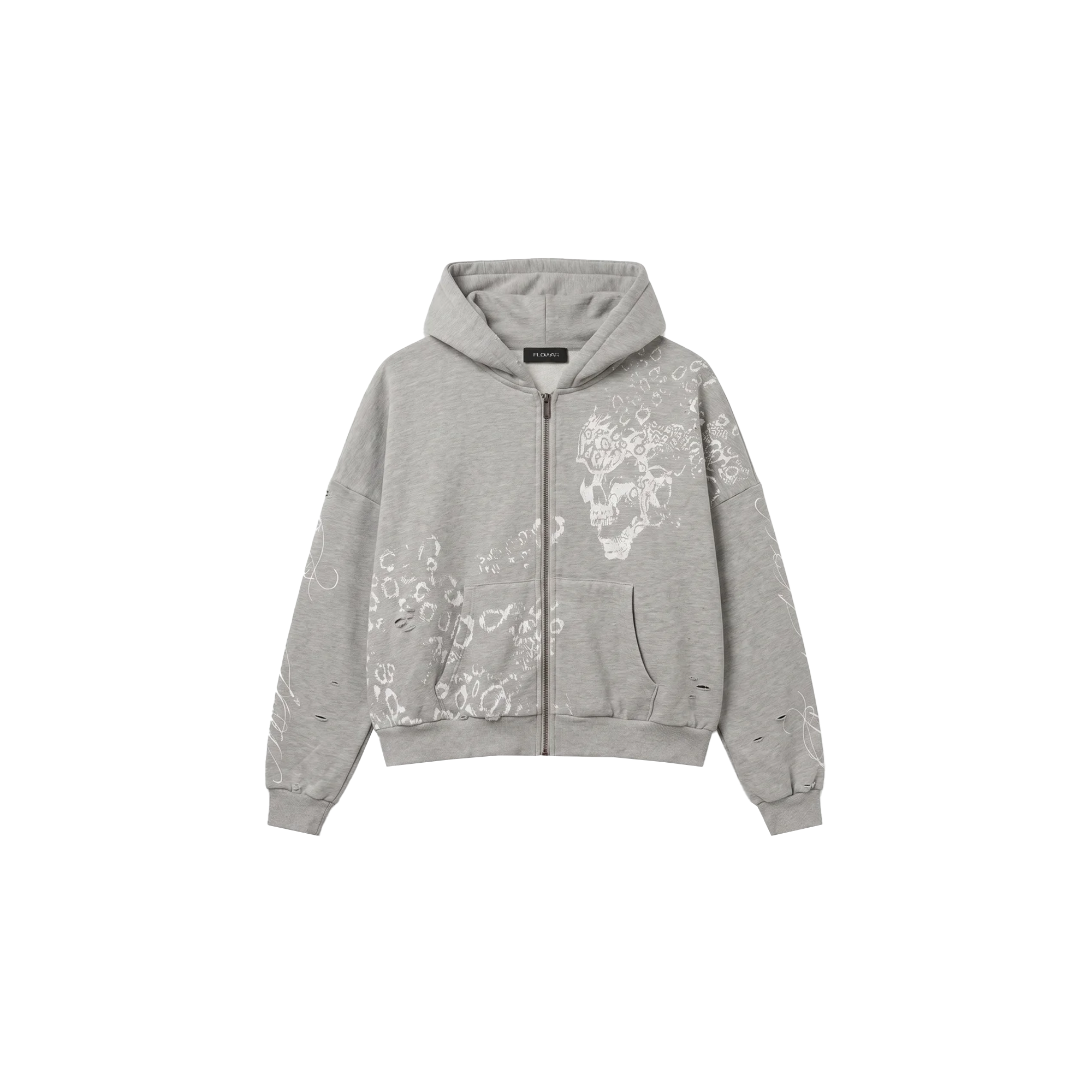 GREY SKULL ZIP UP – flowar