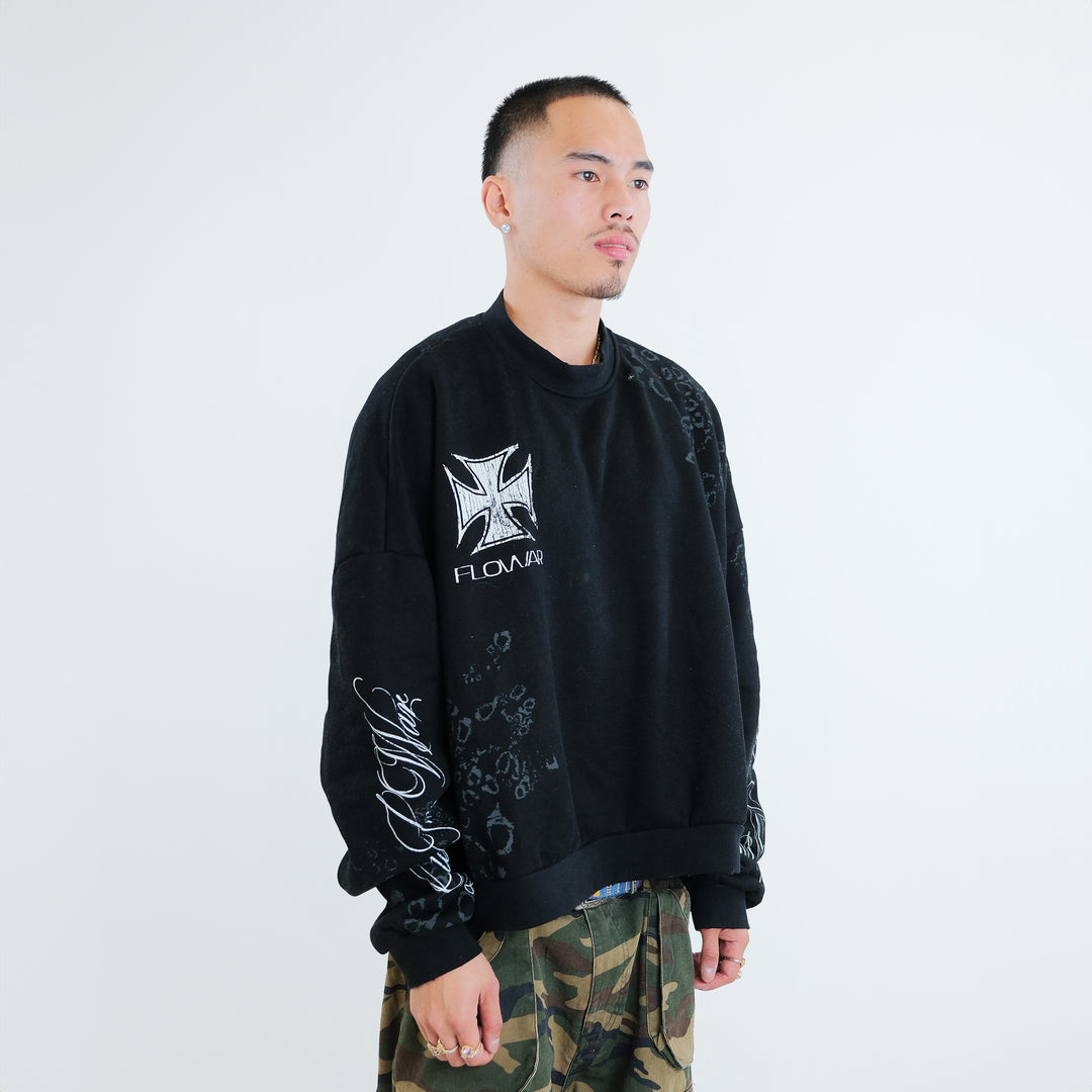 BLACK LEOPARD CREWNECK