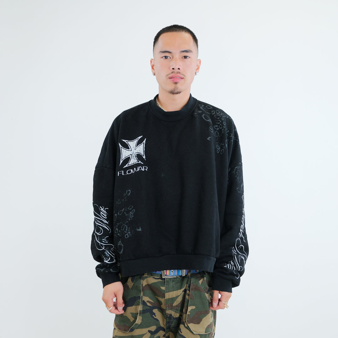 BLACK LEOPARD CREWNECK