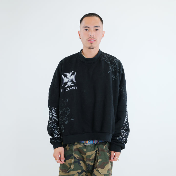 BLACK LEOPARD CREWNECK