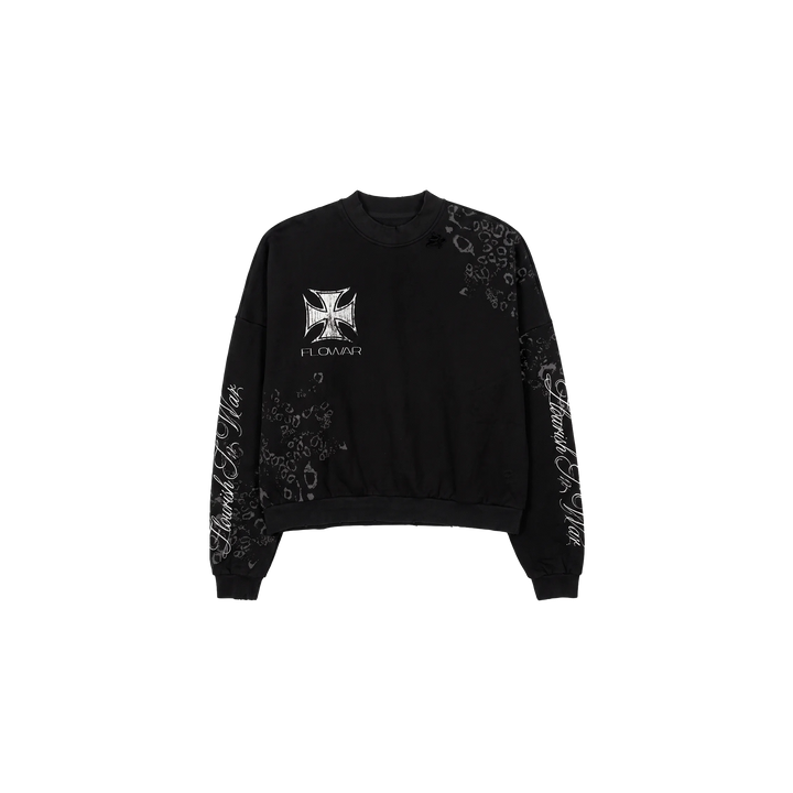 BLACK LEOPARD CREWNECK