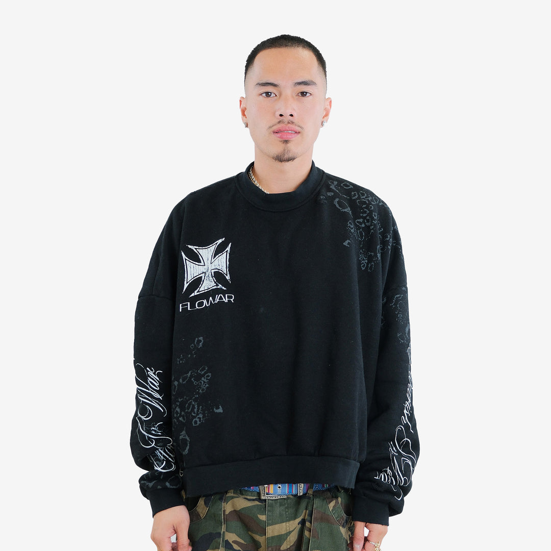 BLACK LEOPARD CREWNECK
