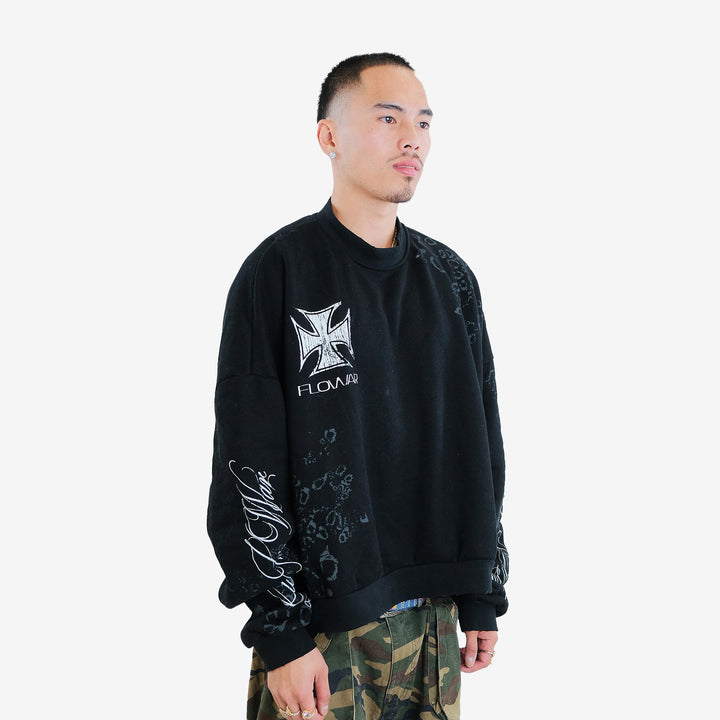 BLACK LEOPARD CREWNECK