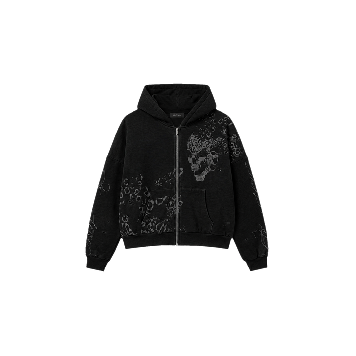 BLACK SKULL ZIP UP