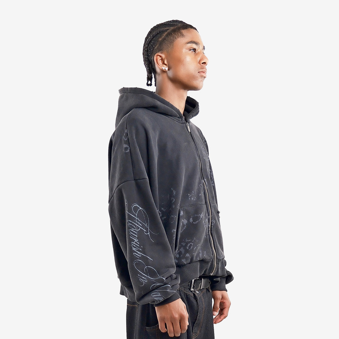 BLACK SKULL ZIP UP