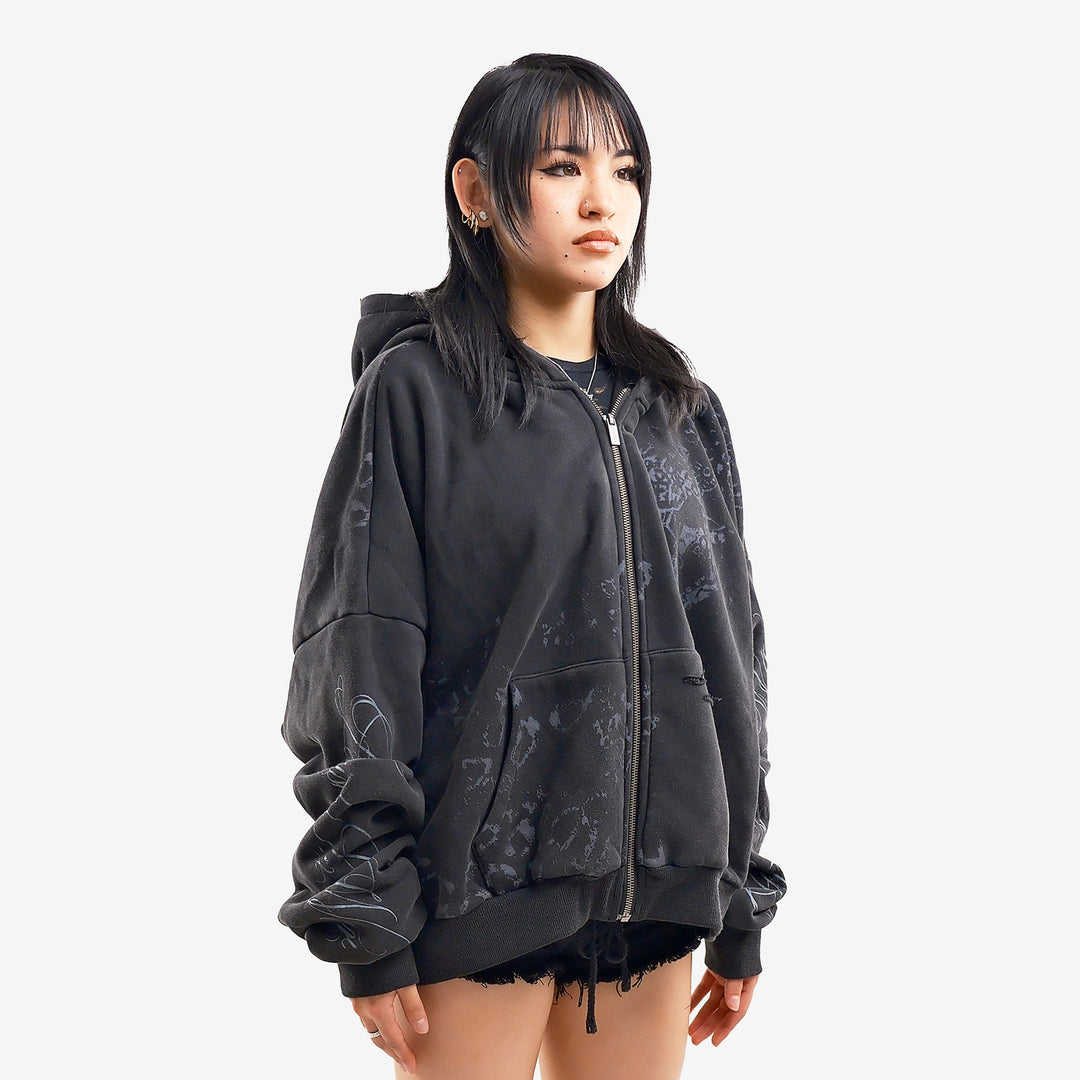 BLACK SKULL ZIP UP