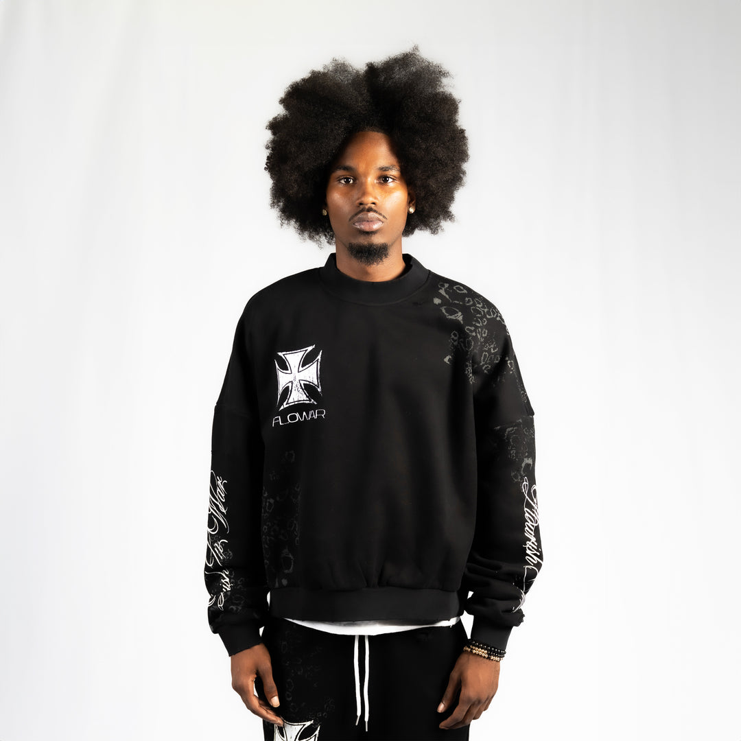 BLACK LEOPARD CREWNECK