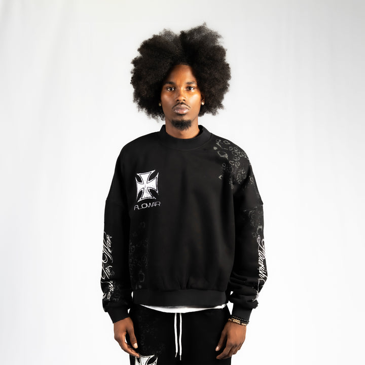 BLACK LEOPARD CREWNECK