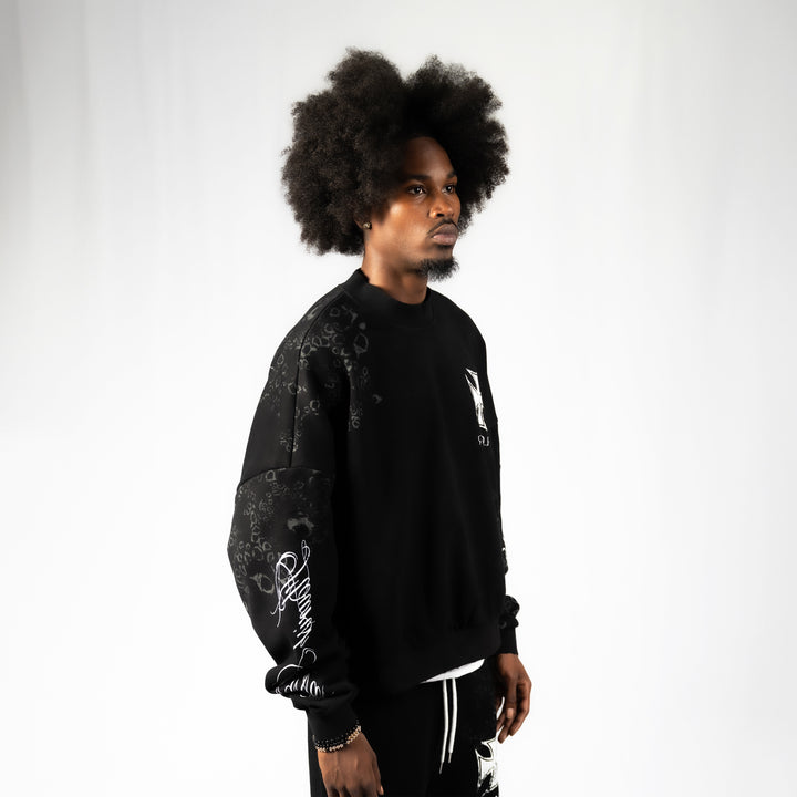BLACK LEOPARD CREWNECK