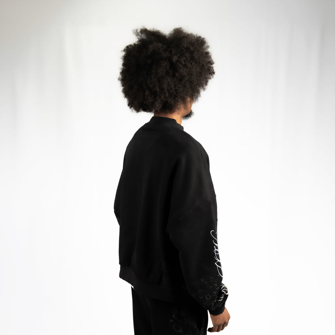 BLACK LEOPARD CREWNECK