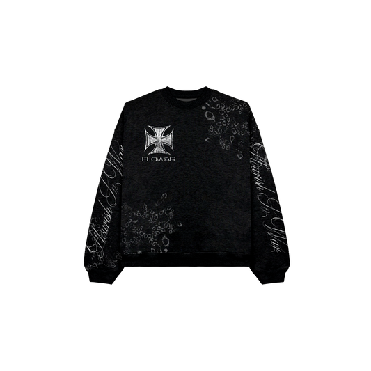 BLACK LEOPARD CREWNECK