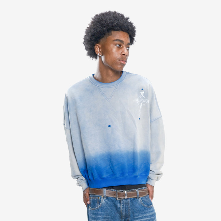 CROSS CREWNECK (BLUE)