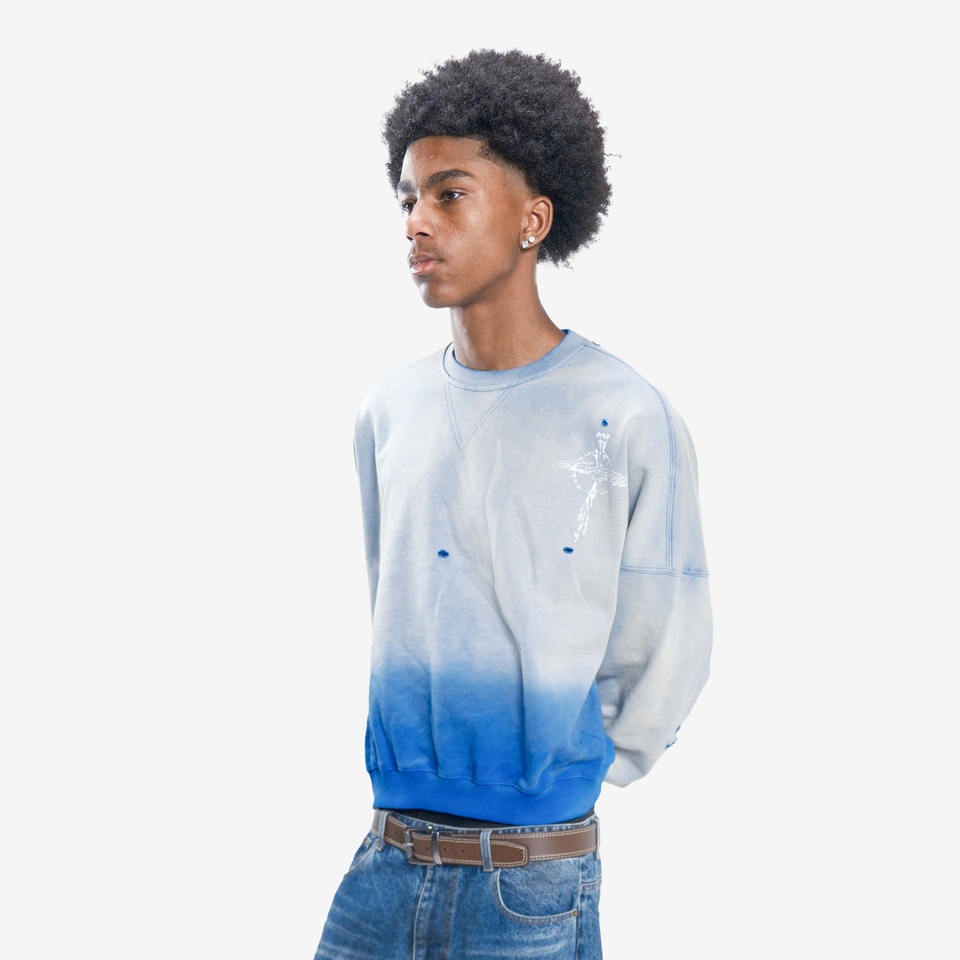 CROSS CREWNECK (BLUE)