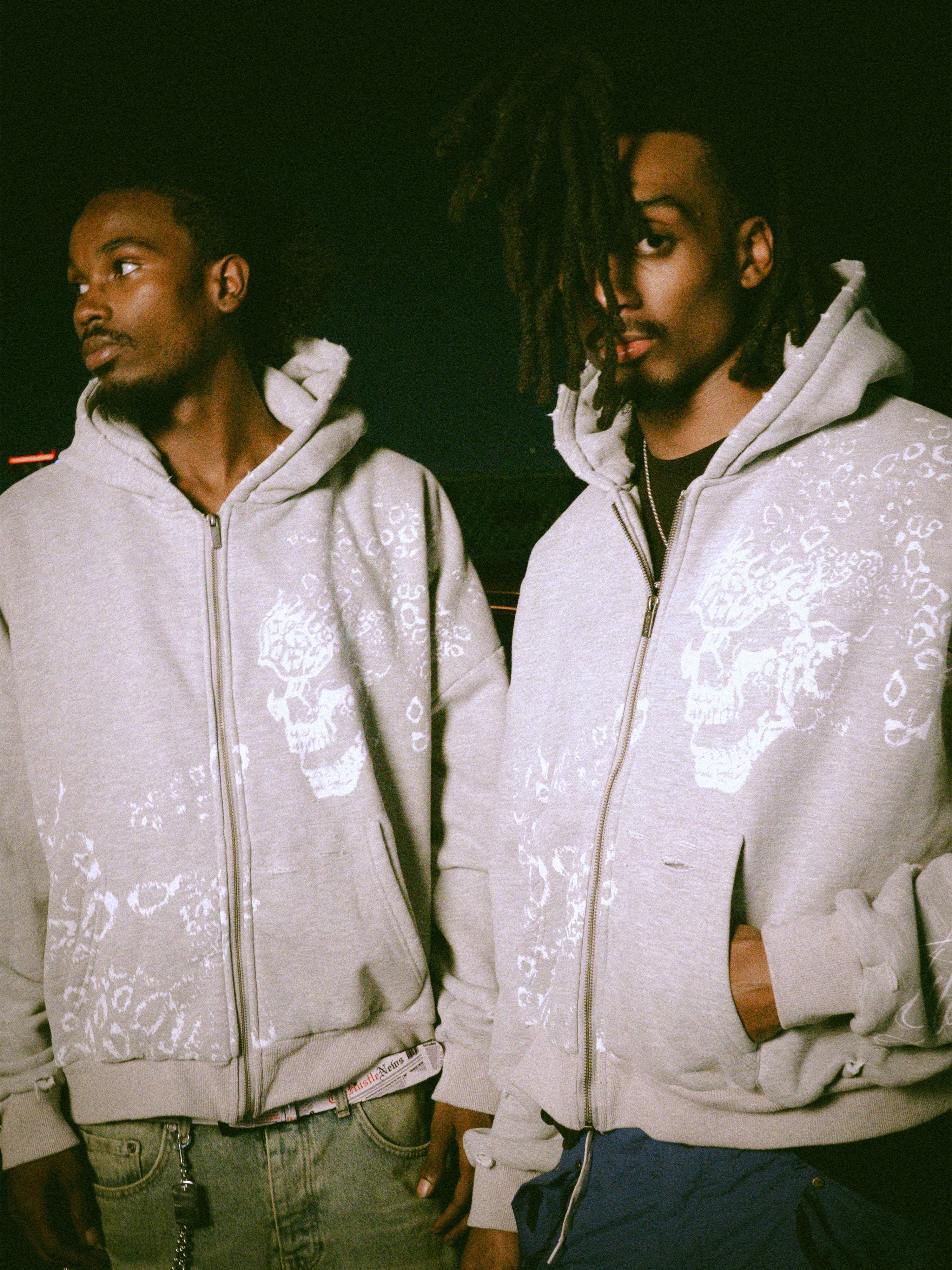 GREY SKULL ZIP UP – flowar