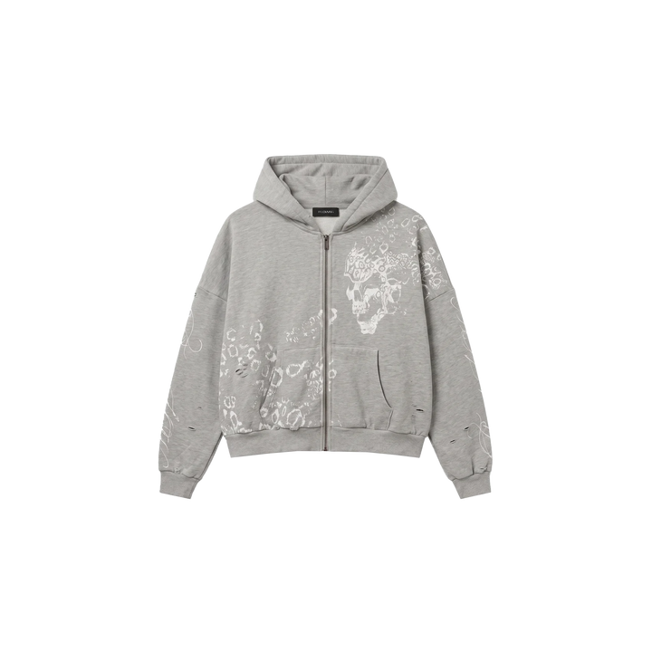 GREY SKULL ZIP UP