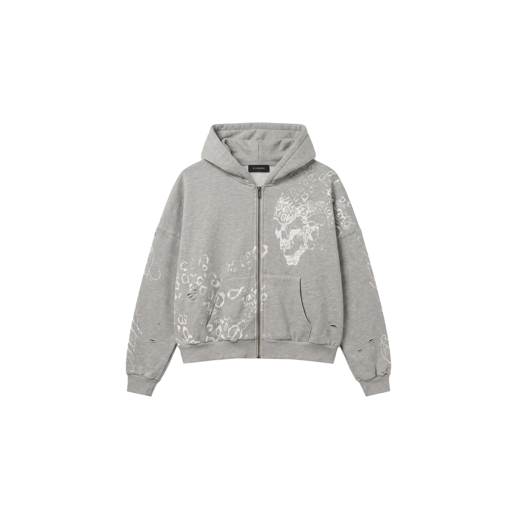 GREY SKULL ZIP UP – flowar