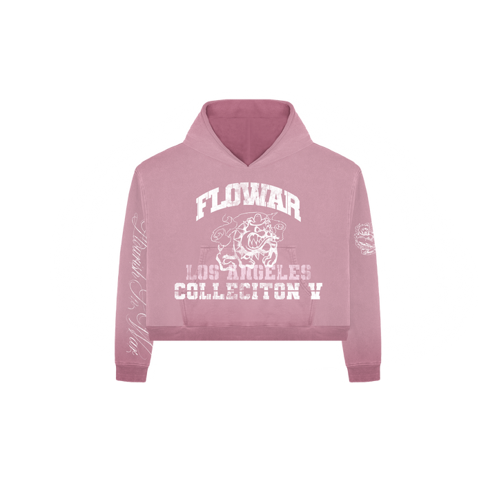 PINK BULLDOG CROP HOODIE