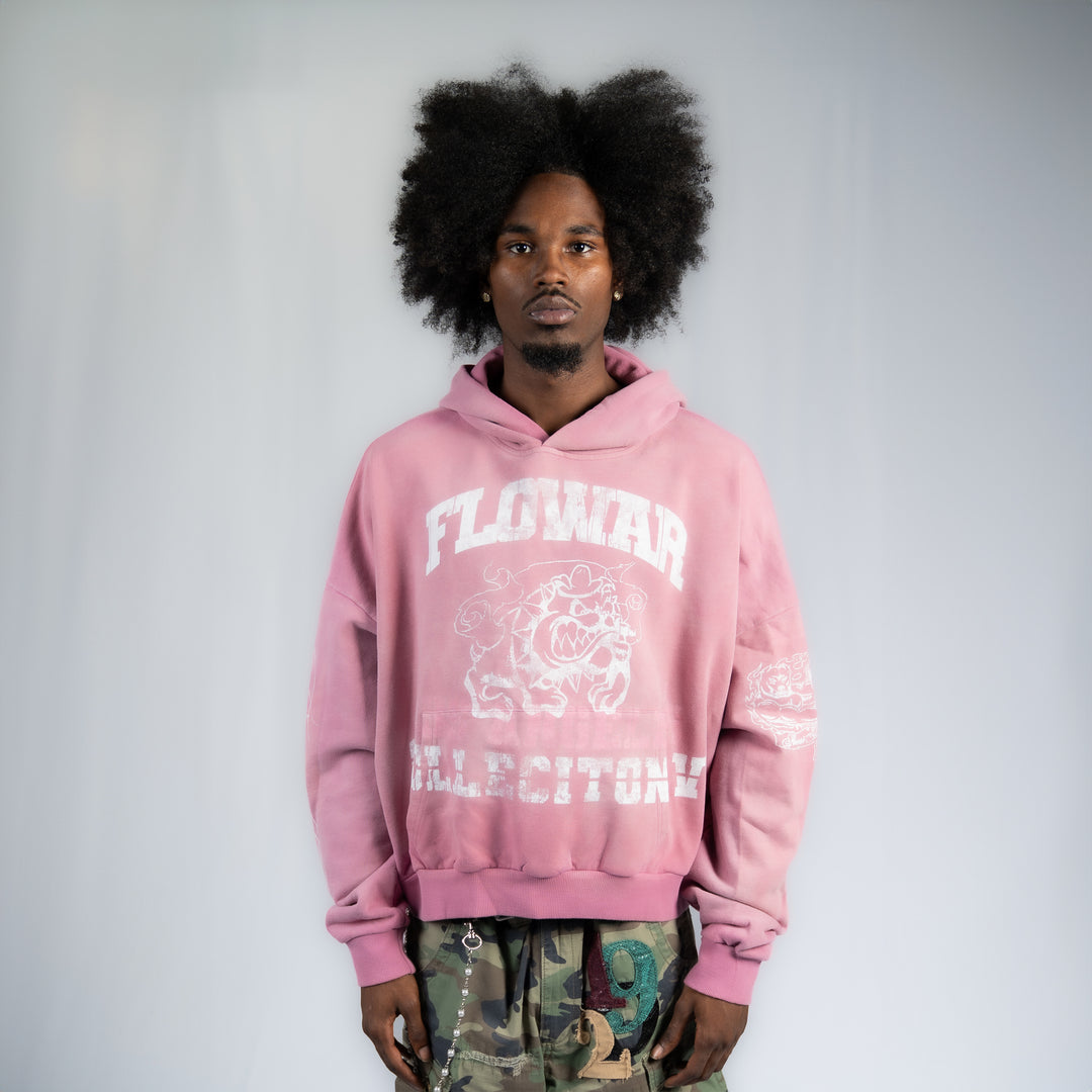 PINK BULLDOG CROP HOODIE