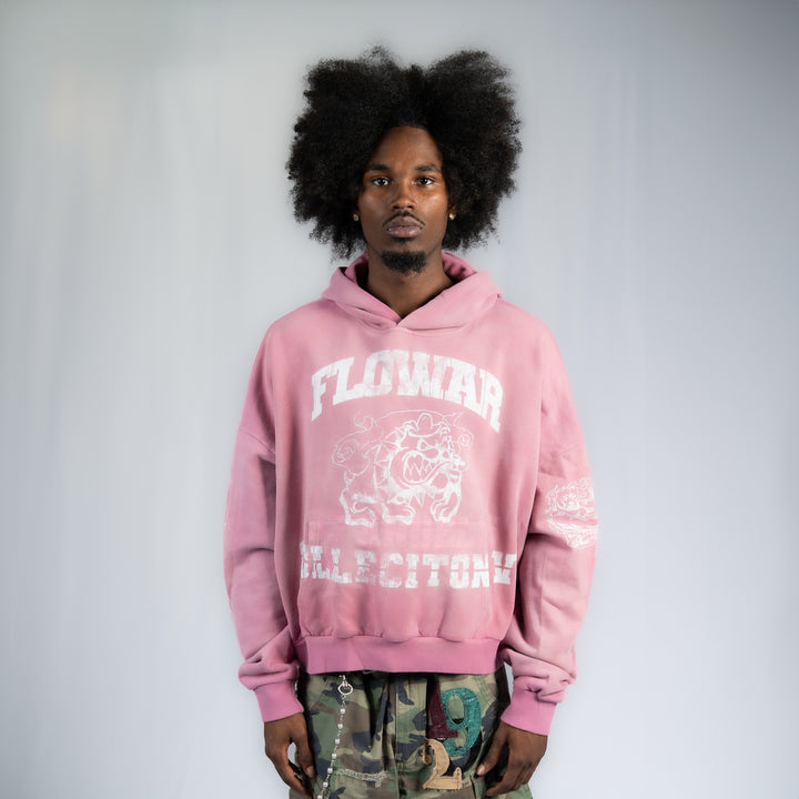 PINK BULLDOG CROP HOODIE