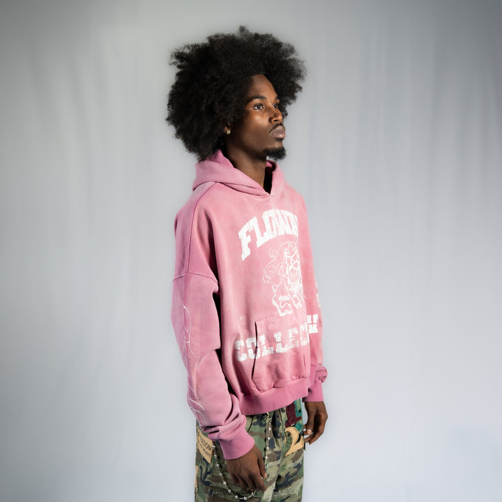 PINK BULLDOG CROP HOODIE