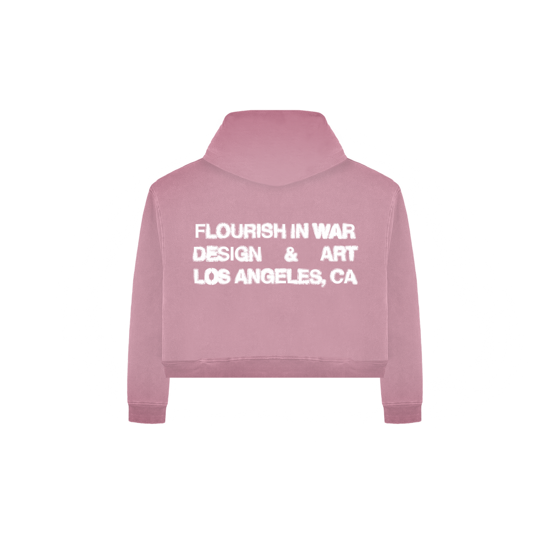 PINK BULLDOG CROP HOODIE