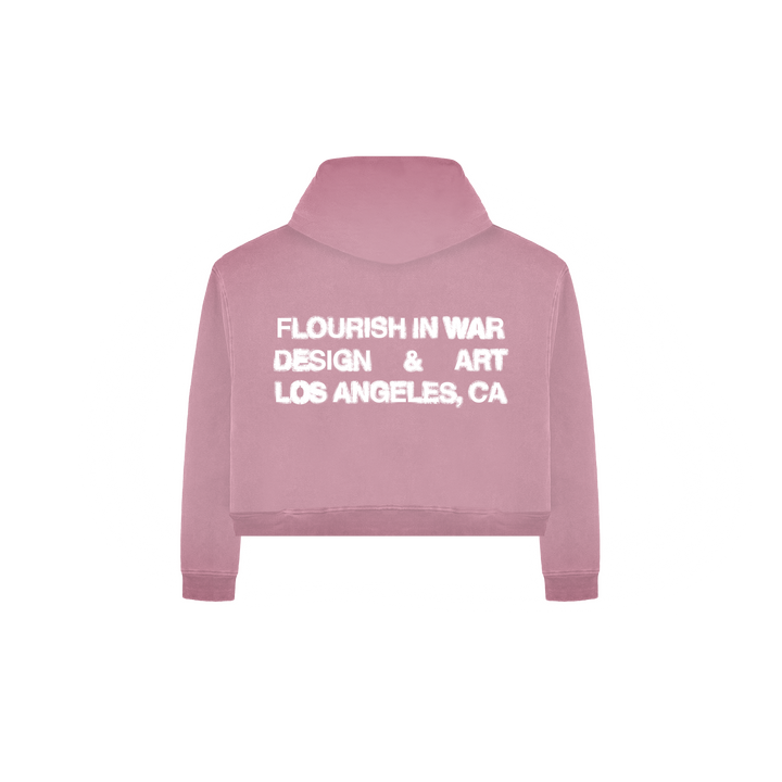 PINK BULLDOG CROP HOODIE
