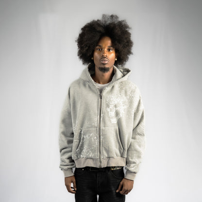 GREY SKULL ZIP UP