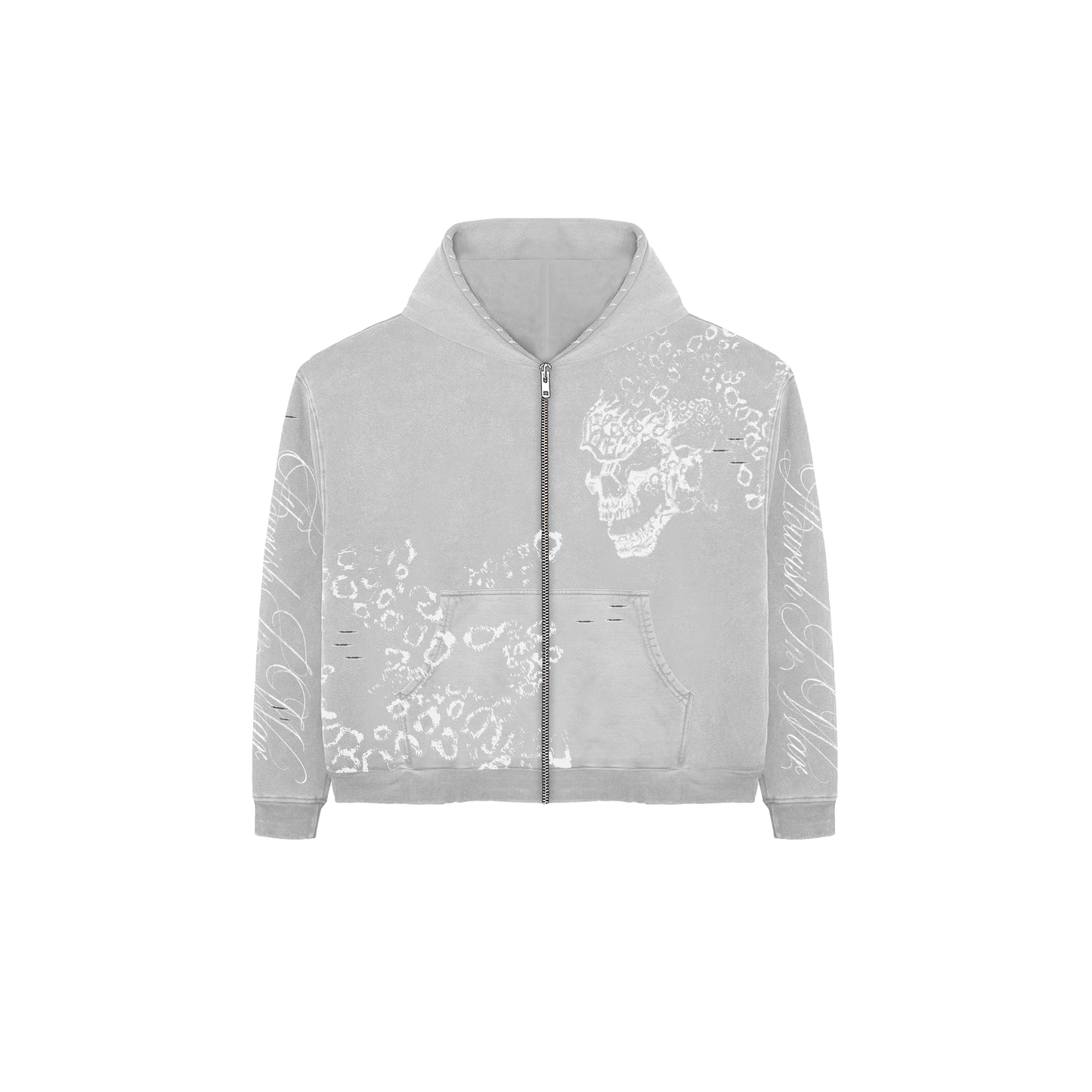 GREY SKULL ZIP UP
