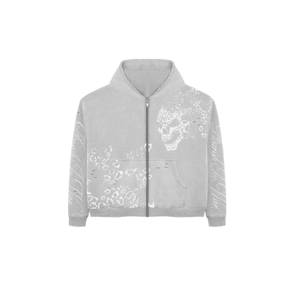 GREY SKULL ZIP UP
