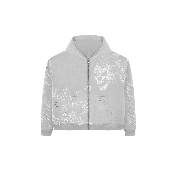 GREY SKULL ZIP UP